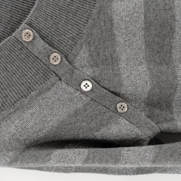 Cache' sweater size medium two tone gray button detail metallic striped Cache - Picture 4 of 9